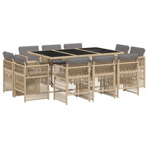 vidaXL Ensemble à manger de jardin et coussins 11 Pièces mélange beige