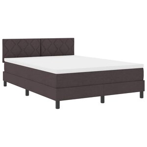 vidaXL Lit à ressorts avec matelas Marron foncé 140 x 200 cm tissu