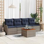 vidaXL Ensemble de canapé de jardin avec coussin 5 Pièces Gris polyrotin