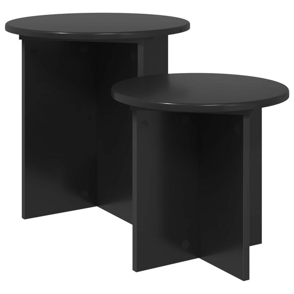 vidaXL Ensemble de tables d'appoint 2 pc Chêne noir Ø 45 x 45 cm
