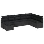 vidaXL Ensemble de Canapés avec coussin 8 Pièces Noir polyrotin