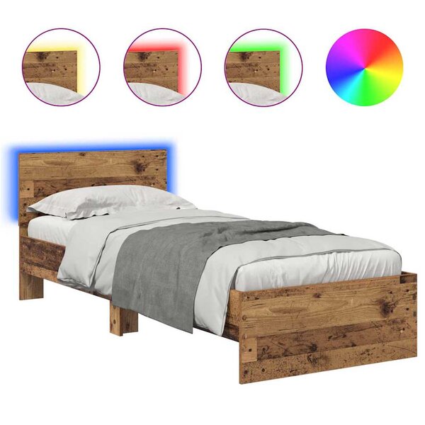 vidaXL Cadre de lit Bois Ancien 75 x 190 cm Bois d'ingénierie