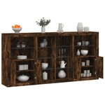 vidaXL Buffet avec lumières LED chêne fumé 202x37x100 cm