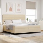 vidaXL Lit à ressorts avec matelas Crème 200 x 200 cm tissu