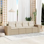 vidaXL Salon de jardin avec coussins 4 Pièces beige résine tressée