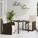Ensemble de salle à manger de jardin 3 pièces avec coussins en poly rotin marron vidaXL