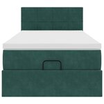 vidaXL Cadre de lit ottoman avec matelas vert foncé 90x190 cm velours