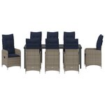 vidaXL Set de Salle à Manger de Jardin de 9 Pièces avec Coussins Noir Rattan Poly