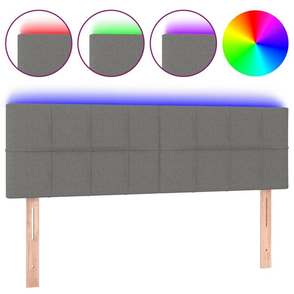 vidaXL Tête de lit à LED Gris foncé 144x5x78/88 cm Tissu