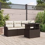 vidaXL Ensemble de canapé de jardin 5 Pièces Marron Poly rotin