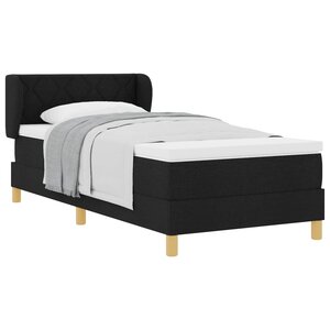 vidaXL Lit à ressorts avec tête de lit Noir 90 x 200 cm tissu