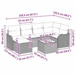 Ensemble de Canapé de Jardin 7 Pièces avec Coussins en Gris Poly Rattan