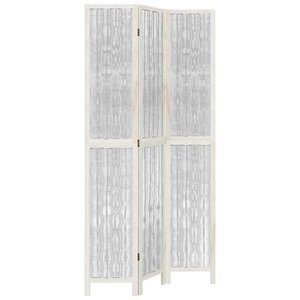 vidaXL Cloison de séparation 3 panneaux blanc bois de paulownia massif