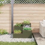 vidaXL Cache-pot de jardin Vert olive 80 x 80 x 60 cm Acier