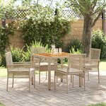 vidaXL Ensemble de jardin 5 pièces avec coussins en poly rotin beige