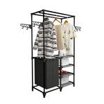 vidaXL Porte-vêtements Acier et tissu non-tissé 87x44x158 cm Noir