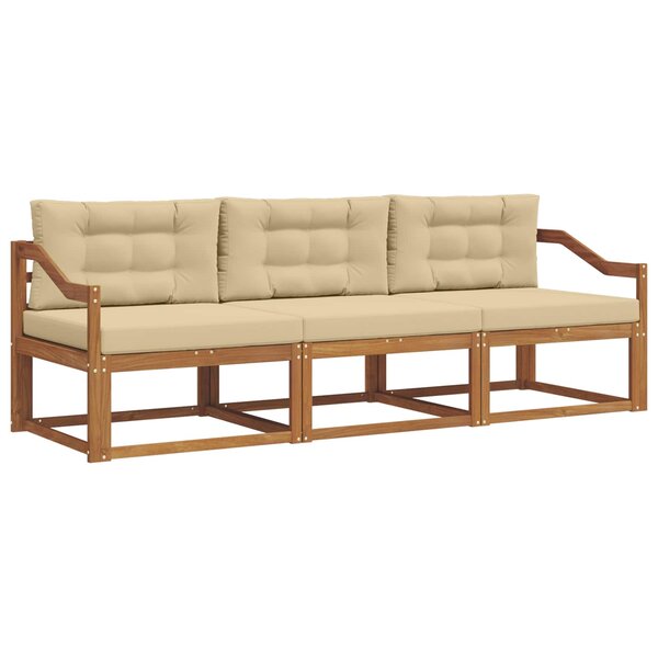 vidaXL Ensemble de canapés d'extérieur 3 pc Naturel et Beige