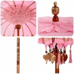 vidaXL Parasol balinais 260 Rose 180-190 cm Coton et bois massif