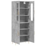 vidaXL Buffet haut Gris béton 69 5x34x180 cm Bois d'ingénierie