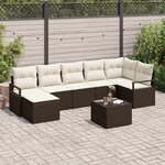 Ensemble de Canapé de Jardin 7 Pièces avec Coussins Gris Polyrotin