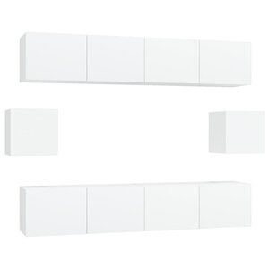 vidaXL Ensemble de meubles TV 6 Pièces Blanc Bois d'ingénierie