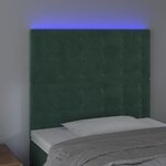 vidaXL Tête de lit à LED Vert foncé 90x5x118/128 cm Velours