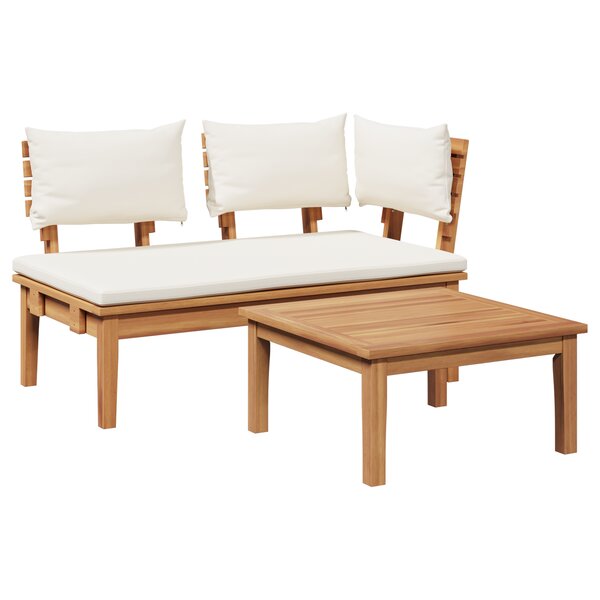 vidaXL Ensemble de banc de jardin en bois massif Teck