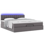 vidaXL Lit ottoman avec matelas & LED Gris 160x200cm similicuir