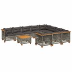 vidaXL Salon de jardin 11 Pièces avec coussins gris résine tressée