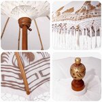 vidaXL Parasol balinais 260 Crème 210-220 cm Coton et bois massif