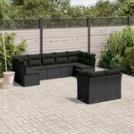 vidaXL Salon de jardin 9 Pièces avec coussins noir résine tressée
