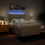 vidaXL Sommier à lattes de lit avec matelas Crème 140x190 cm Tissu