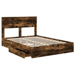 vidaXL Lit de Rangement Chêne fumé 160 x 200 cm Bois d'ingénierie