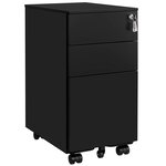 Caisson de bureau à roulettes avec 3 tiroirs et classeur suspendu 30 x 45 x 60 cm armoire de bureau verrouillable pour dossiers et documents corps d'armoire prémonté noir 12_0004808