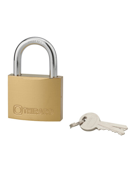 THIRARD - Cadenas à clé Type 1  laiton  intérieur  anse acier  60mm  2 clés