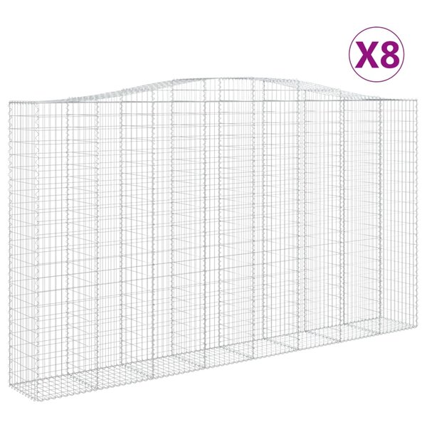 vidaXL Paniers à gabions arqués 8 Pièces 400x50x220/240 cm Fer galvanisé