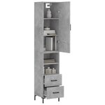 vidaXL Buffet haut Gris béton 34 5x34x180 cm Bois d'ingénierie