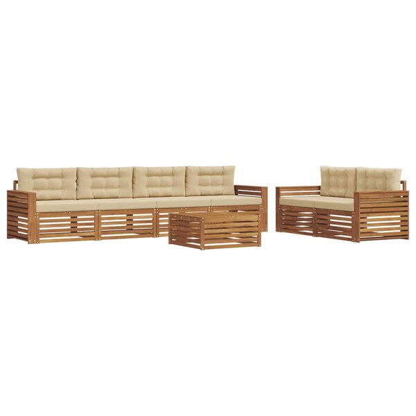 vidaXL Ensemble de canapés d'extérieur 7 pc Naturel et Beige