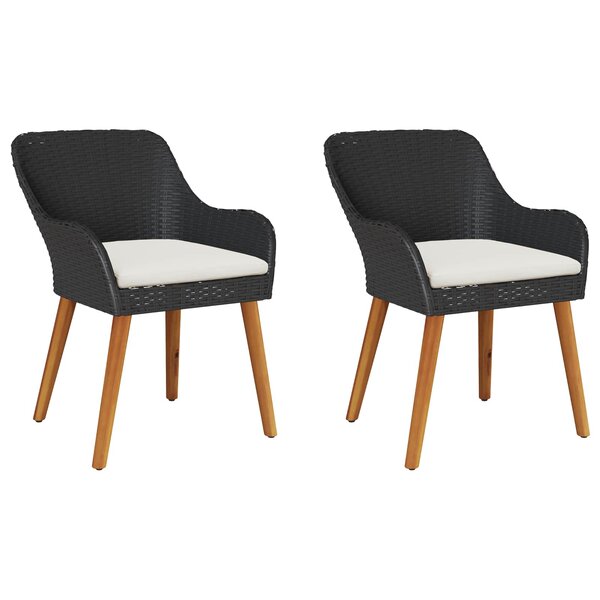 vidaXL Chaise de jardin 2 pc Noir polyrotin
