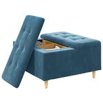 vidaXL Pouf de rangement avec coussin Bleu 80 x 80 x 45 cm Velours