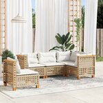 vidaXL Salon de jardin avec coussins 5 Pièces beige résine tressée