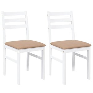 vidaXL Chaises à manger coussins 2 Pièces blanc bois massif caoutchouc