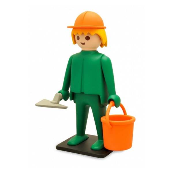 Figurine Ouvrier Maçon en Résine - Collection Vintage Playmobil pour les Passionnés