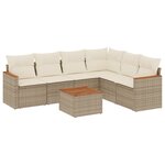 vidaXL Salon de jardin avec coussins 7 Pièces beige résine tressée