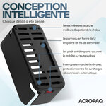 ACROPAQ Boite Cache Cable Cache multiprise - Avec multiprise intégrée  USB-C  USB-A  Boîte de Rangement pour Câble - Noir