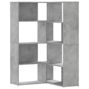 vidaXL Bibliothèque d'angle à 4 niveaux gris béton bois d'ingénierie