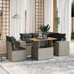 vidaXL Salon de jardin 6 Pièces avec coussins gris résine tressée