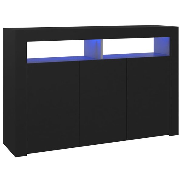 vidaXL Buffet avec lumières LED noir 115 5x30x75 cm
