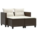 vidaXL Canapé de jardin 2 places avec tabourets marron résine tressée