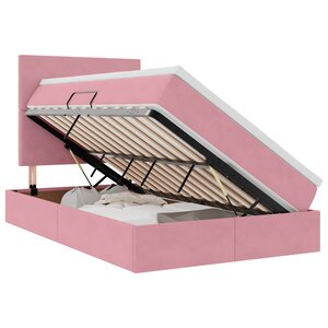 vidaXL Lit de rangement LED avec matelas Rose 120 x 200 cm Velours